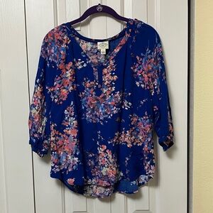 St. John's Bay Navy Floral Blouse